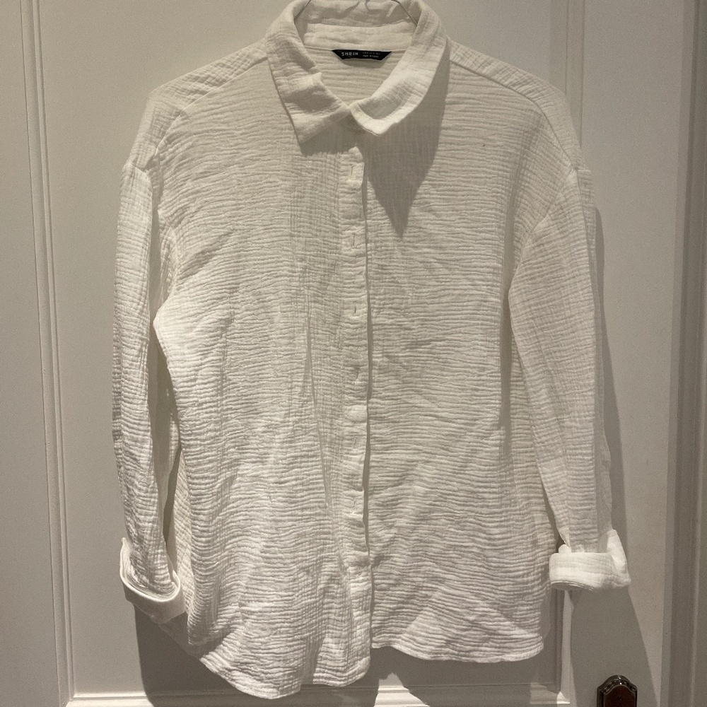 SHEIN oversized textured blouse🦜